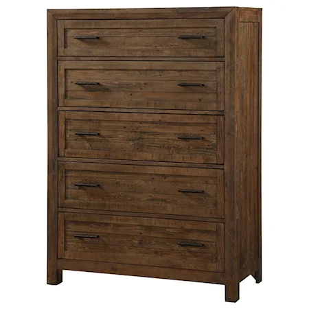 Rustic 5-Drawer Chest with Metal Hardware